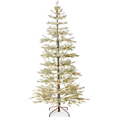 Green Pre-Lit Sparse Flocked Christmas Tree w/ 2-in-1 LEDs, Cordless Connection