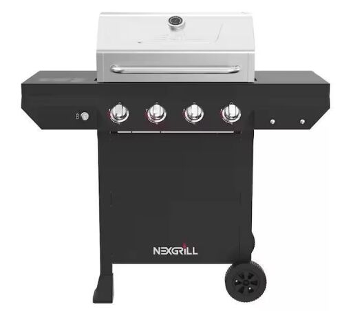 Nexgrill 4-Burner Propane Gas Grill in Black with Stainless Steel Main Lid