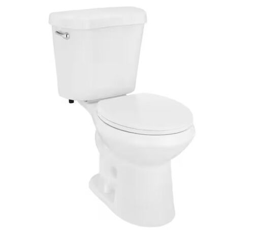 Glacier Bay 12 in. Rough In 2-Piece 1.28 GPF Single Flush Round Toilet in White, Seat Included