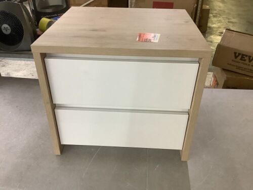 Tvilum Next Hickory and White 2-Drawer 31.5 in. W Nightstand