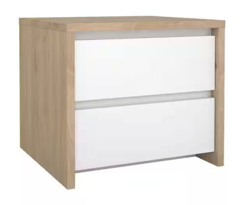 Tvilum Next Hickory and White 2-Drawer 31.5 in. W Nightstand