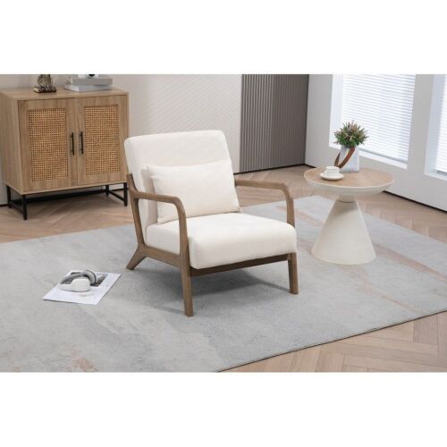 Mid Century Modern Accent Chair with Wood Frame