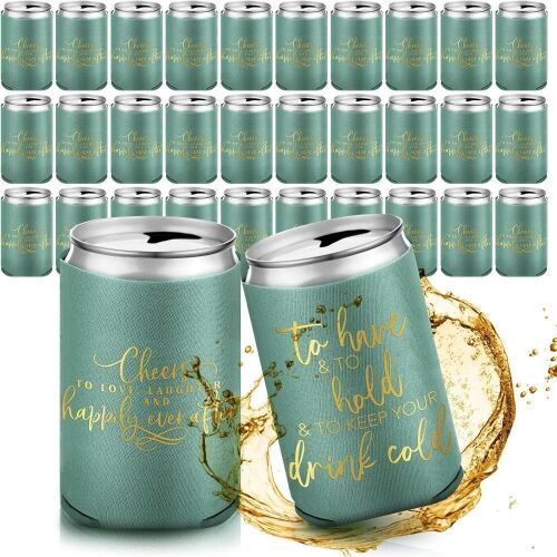 Green Wedding Can Coolers, 50 pc