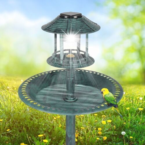 Resin Pedestal Birdbath with Solar Light