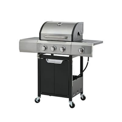 MASTGOAL 42000 BTU Stainless Steel Propane Gas Grill with Side Burner Cast Iron Grates