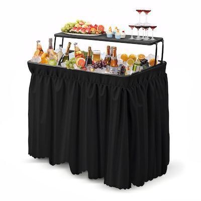 VINGLI 22D x 40W x 40H Ice Table with Removable Skirt and Extra Storage Shelf Black