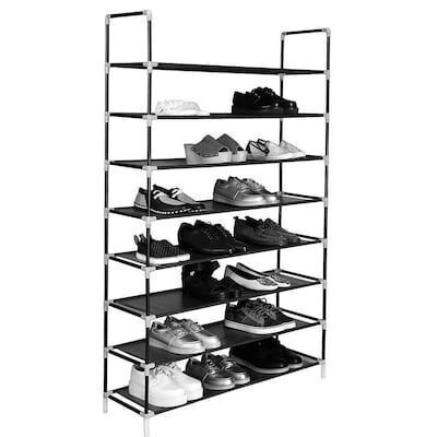 Winado 56.3-in H 8 Tier 30 pair Black Metal Shoe Rack