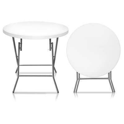 VINGLI 32 Inch Round Folding Table Durable HDPE Material and Robust Metal Frame