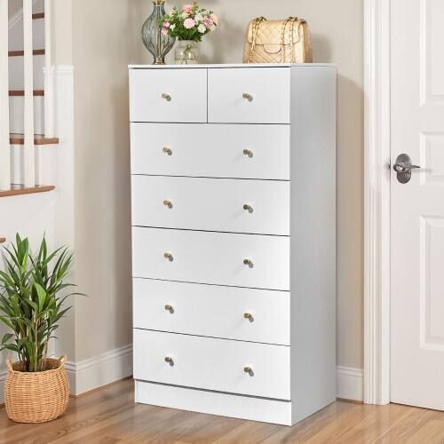 Modern Wood 7 Drawer Dresser