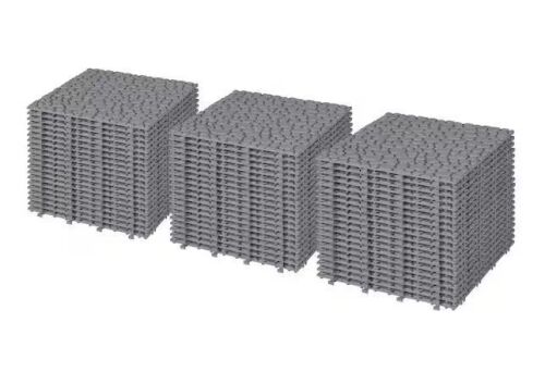12 in. x 12 in. Gray PVC Interlocking Deck Tiles, Pebble Stone Pattern (Pack of 60)