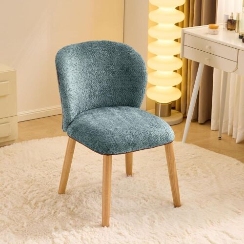 VINGLI Chenille Velvet Curved-Back Armless No Wheels Vanity Chair
