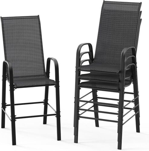 VINGLI 4 Pack Stackable Outdoor Bar Chairs