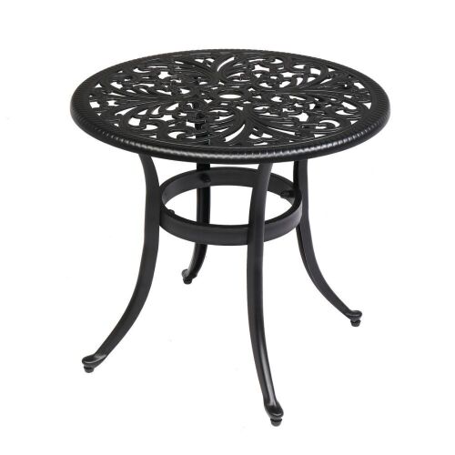 23.6" Round Outdoor Side Table with Umbrella Hole Black