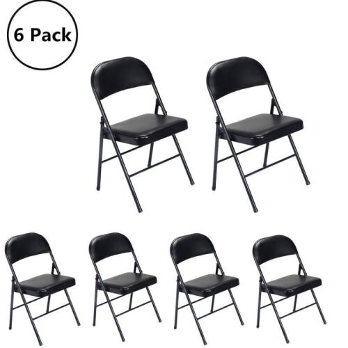 6 Pack Folding Chairs Cushioned Padded Seat with Metal Frame - Missing a Few Foot Caps