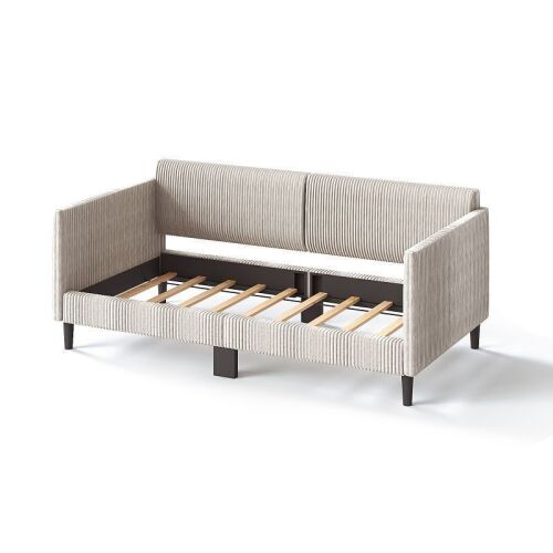 Twin Size Upholstered Daybed Frame, Beige