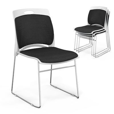 VINGLI 4-Pcs Stackable Chairs with Metal Sled Base, Capacity 350lbs