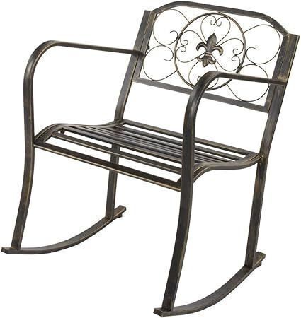 Outdoor Wrought Cast Iron Rocking Chair, 660lb Capacity