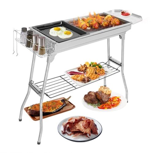 ROVSUN 39" Portable Stainless Steel Charcoal Grill Foldable