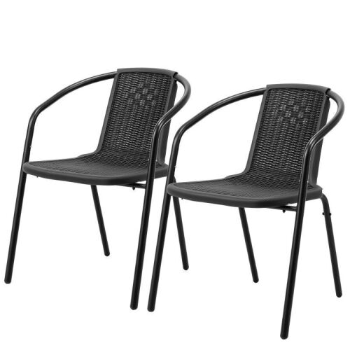 2Pcs Plastic Stackable Outdoor Chairs