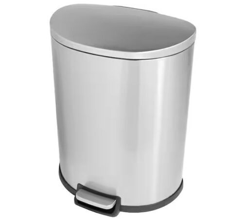 SW 13 gal. Stainless Steel Step-On Trash Can D-Shaped