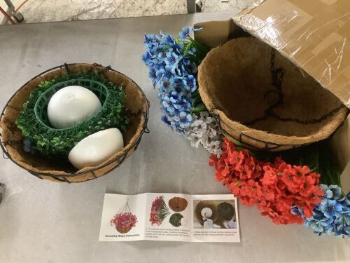 Artificial Flower Hanging Baskets, 2 Pack
