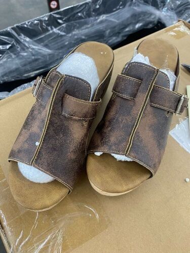 Cork Wedge Sandals, Size 36