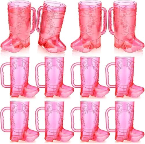 16 oz Pink Plastic Boot Cups, 12 pc