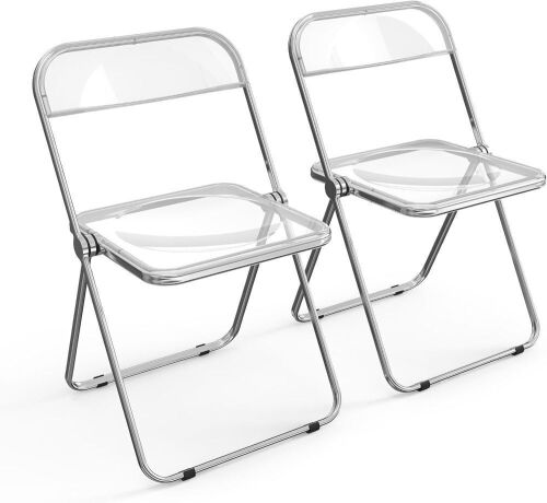 VINGLI Acrylic Folding Chairs, 2 Pack