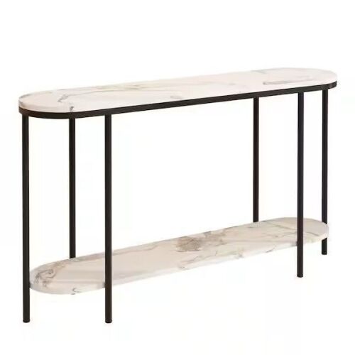 Faux Marble Oval Console Table - Blemish