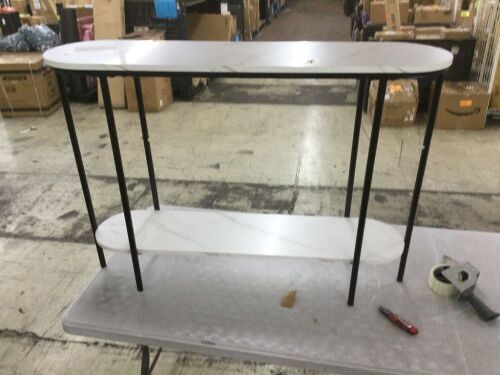 42" 2-Tier Faux Marble Console Table