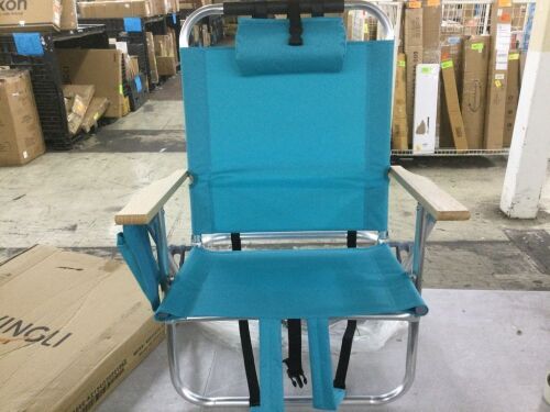 VINGLI 17-in Beach Chair with 3-Position Cooler Bag Cup Holders