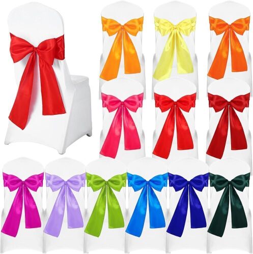 36 Pcs Satin Chair Sashes, Assorted Colors, 7" x 108"
