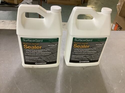 Lot of (2) Custom Building Products TILELab Surfacegard Gallon Grout & Tile Sealer, 1 Gal