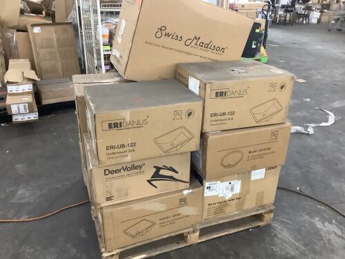 Pallet of Sinks, Vanity & Toilet Bowl - Mostly New