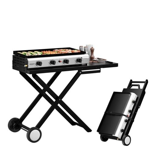 ROVSUN 4-Burner 40000 BTU Foldable Propane Griddle with Wheels