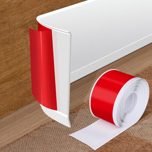Vinyl Baseboard Molding Trim 3 Inch x 20 Feet Peel and Stick Baseboard Trim Flexible PVC Cove Base Moulding Self-Adhesive Trim for Garage Bathroom Cabinet Floor Walls, White