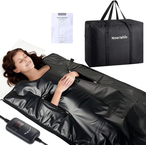 Infrared Sauna Blanket for Home, Gentle Deep Heat for Relaxation & Recovery, Portable Wellness Wrap for Full Body, Self Care Gifts for Women, Machine Washable PU Leather, 85–158°F & Timer, 6 x 2.6 FT