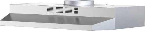 FIREGAS 30 Inch Under Cabinet Range Hood, 300 CFM Powerful & 45dB Quiet Vent Hood, Slim Stainless Steel Stove Hood for Kitchen & Apartments, 2-Speed Exhaust Fan, Ducted/Ductless Convertible