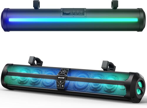 Ehaho Rumble-X Series UTV Sound Bar, 10-Speaker Metal Golf Cart Speaker BT w/Broadcast Party Mode & Music Sync Multicolor, 36" IP66 Waterproof SXS SoundBar Compatible with Polaris RZR CFmoto Can-Am