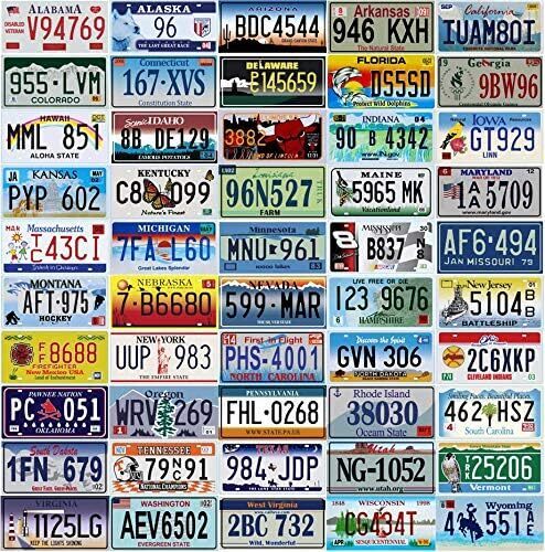eplica of 50 decorative metal License Plates USA - All 50 states included - 6x12 inches embossed - Metal Sign Man Cave Bar Garage Wall Decor America