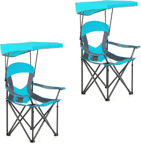 ALPHA CAMP Oversized Camping Chair with Shade Canopy, Folding Lawn Chairs