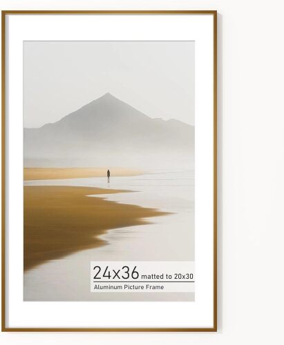 24x36 Picture Frame, Aluminum Photo Frame Matted to 20x30, 24 x 36 Poster Frame with High Definition Tempered Glass, Metal Frame for Wall