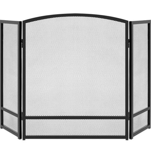 3-Panel Simple Steel Mesh Fireplace Screen w/ Worn Finish - 47.5x27.25in