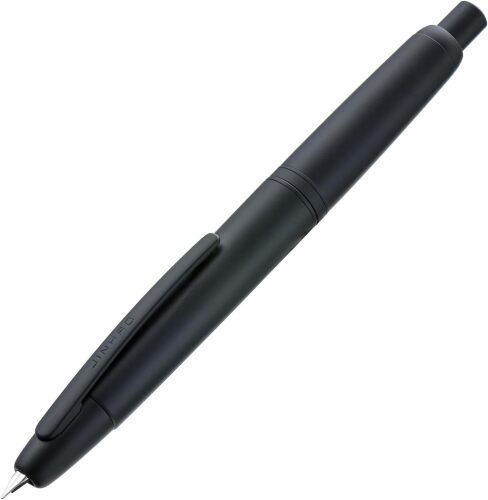 Jinhao 10 Press Fountain Pen with Box, Matte Black Retractable Fine Nib with Converter Set (Clip Version)