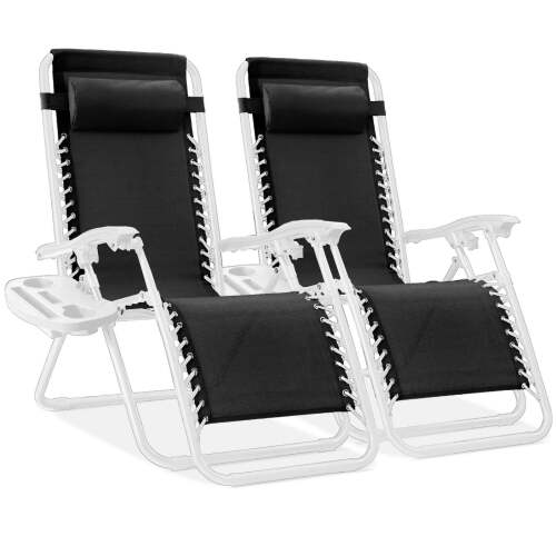 Set of 2 Adjustable Zero Gravity Patio Chair Recliners w/ Cup Holders