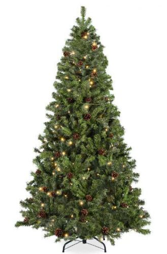 7.5ft Pre-Lit Pre-Decorated Holiday Christmas Pine Tree w/ 1,346 Tips, 550 Lights, Base - Green