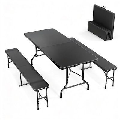 VINGLI 3-Piece Folding 6 Ft Picnic Table and 2 Benches