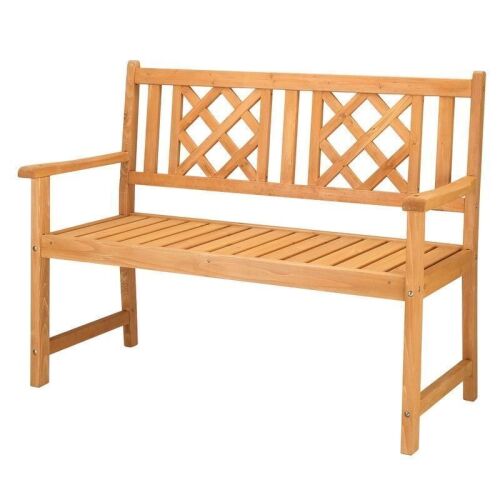 46.5'' W × 35.5'' H Outdoor Garden Fir Grid Back Wooden Bench