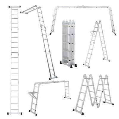 LUISLADDERS 18.5 FT Folding 7 in 1 Multi-Purpose Aluminium Extension Ladder