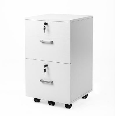 VINGLI 15.7D x 27.2H 2-Drawer Rolling Filing Cabinet with Lock